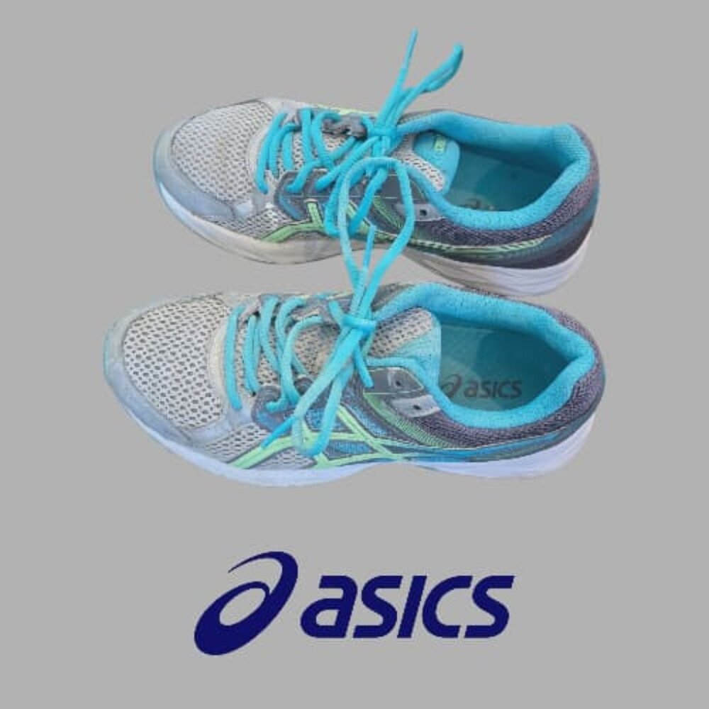 ASICS  Leather Gel Contend 3 Aqua Blue Athletic Casual Sneakers Shoes Womens 7